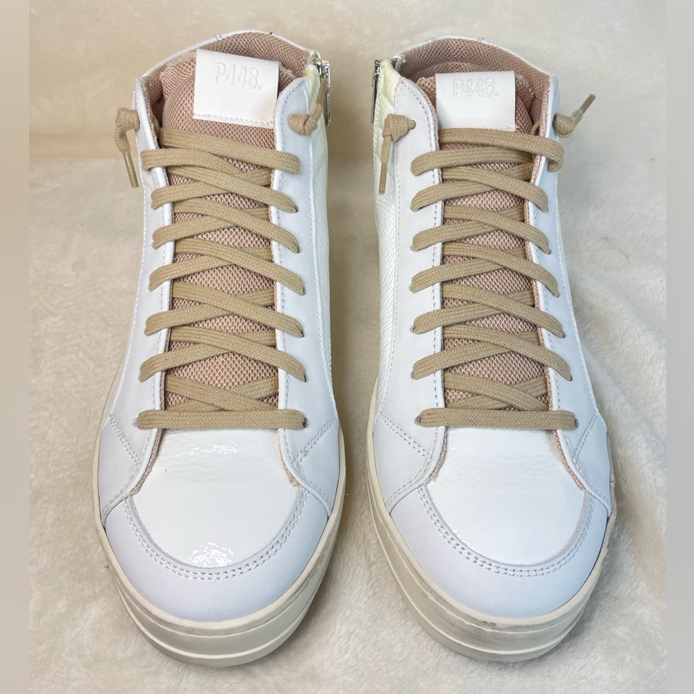 P448 Skate Mid Top Medusa Sneakers Distressed Side Zippers EU 41 (10.5-11) E 543 - Picture 5 of 14